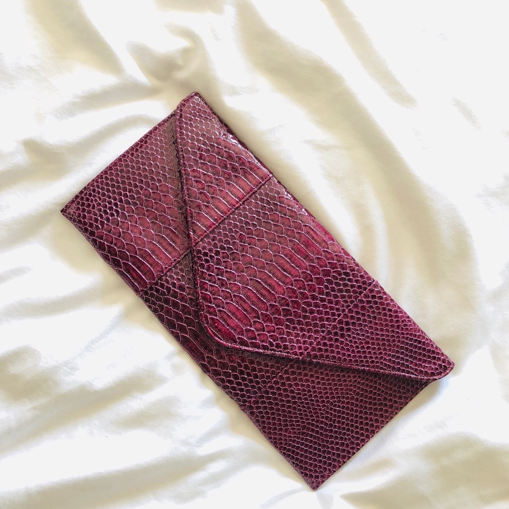 Deep Purple Snakeskin Clutch